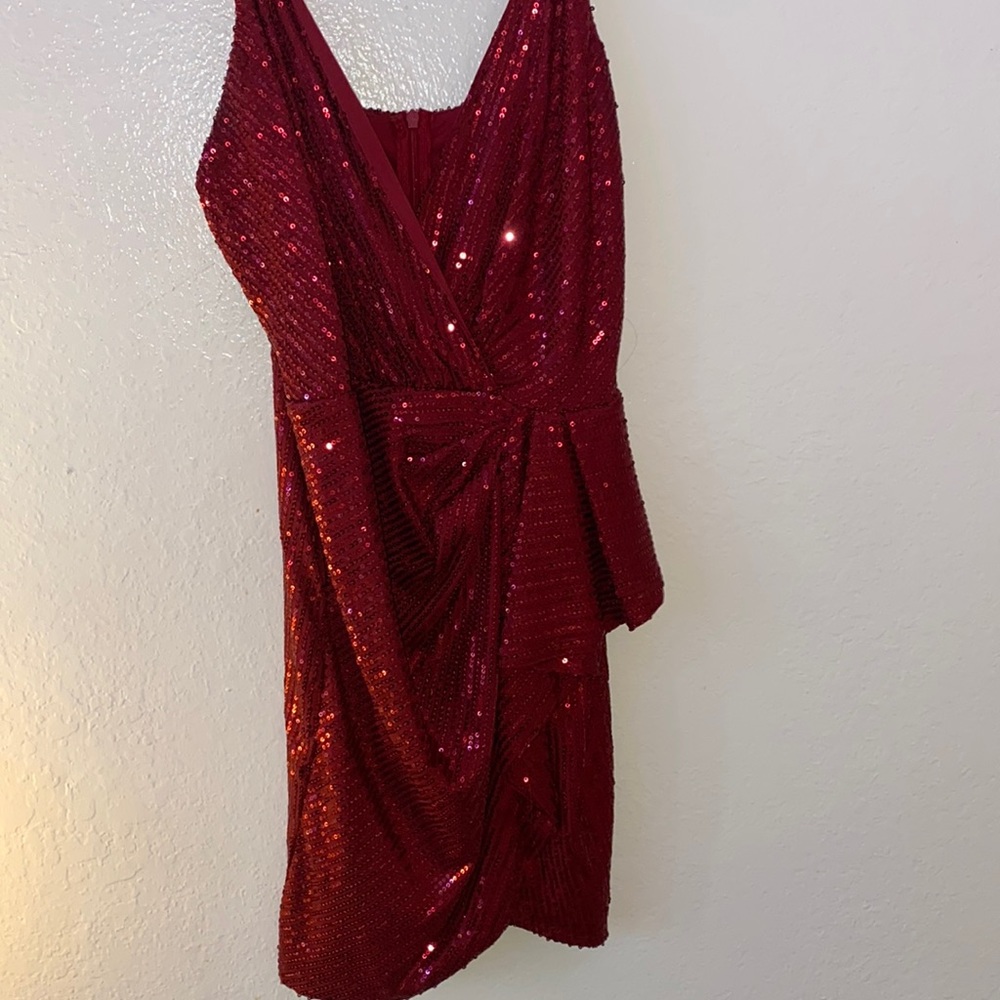 Double Crazy Wrap Ruched Draped Sequin Dress